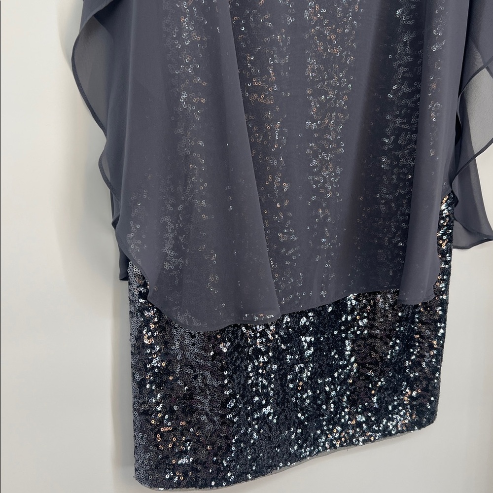 Betsy & Adam Sophisticated sequin sparkle Gray Dress size 8 - Picture 3 of 6